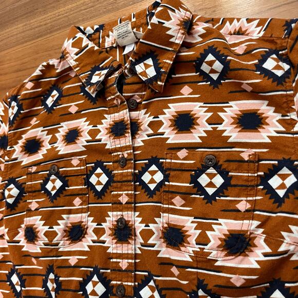 Duluth Trading Shirt Medium Flannel Button Down Cotton Western Southwest Aztec - Picture 4 of 15